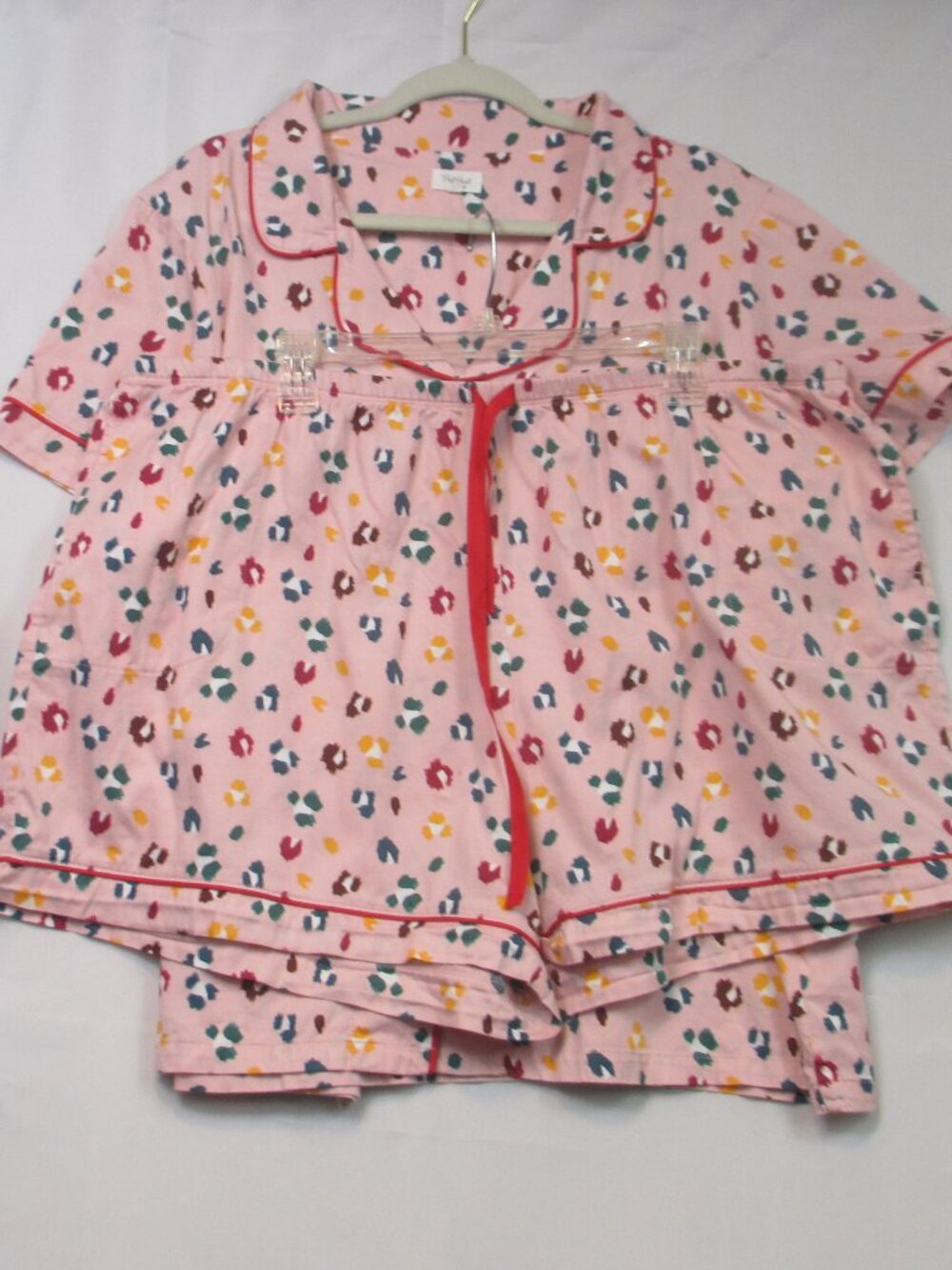 BedHead Pink Spot-Print Pajama Multicolor Accents Short Sleeve Top & Shorts 3X